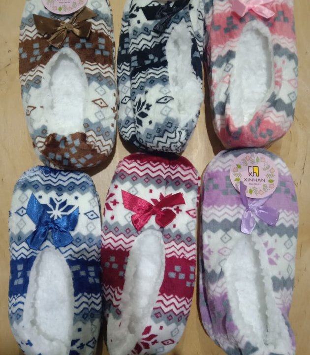 Носки-следки с мехом /12/ "Снежинки", ассорти